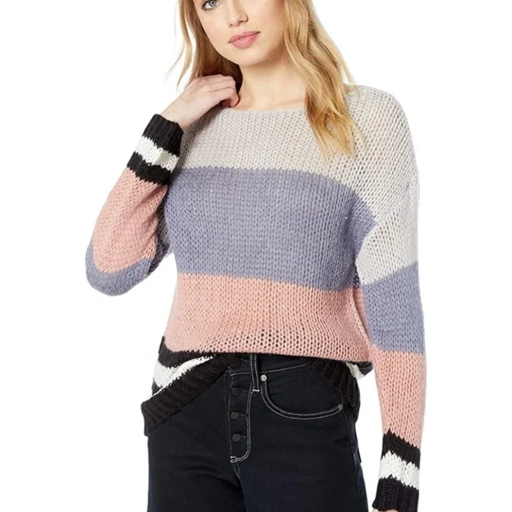 Lucky Brand Colorblock Knit Weave Sweater M